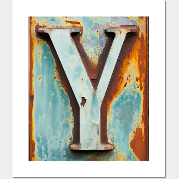 Rusty Letter Y Antique Monogram Letter Y Initial Alphabet Wall Art by Mind Your Tee